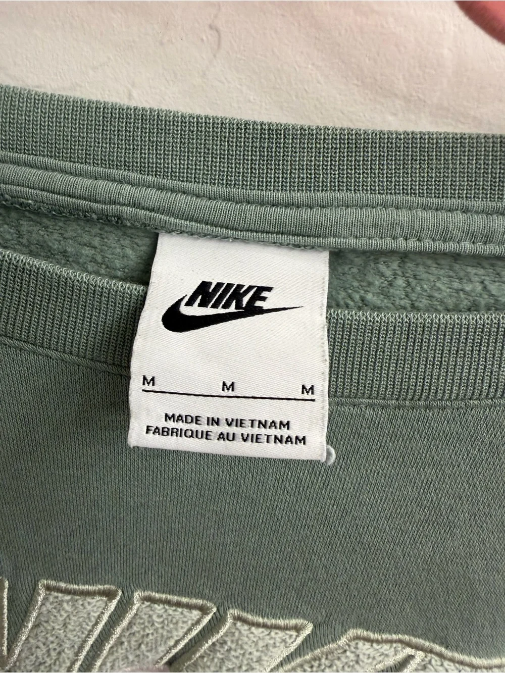 Nike Sage Green Cropped Pullover with White Embroidered Logo